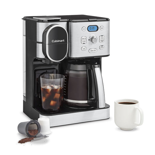 Cuisinart Coffee Maker 12-Cup Glass Carafe Automatic Hot & Iced Coffee Maker Single Server Brewer Stainless Steel SS-16