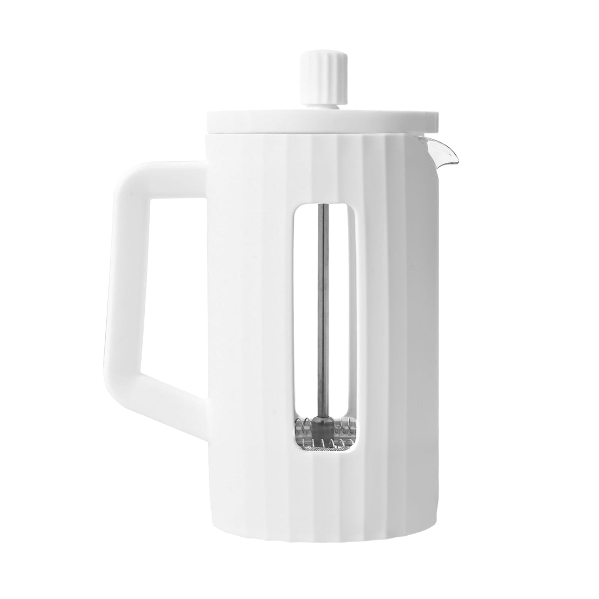 The jze French press coffee maker，20oz small french press，borosilicate glass french presses， fashion french press coffee maker，Simple operation tea press，White