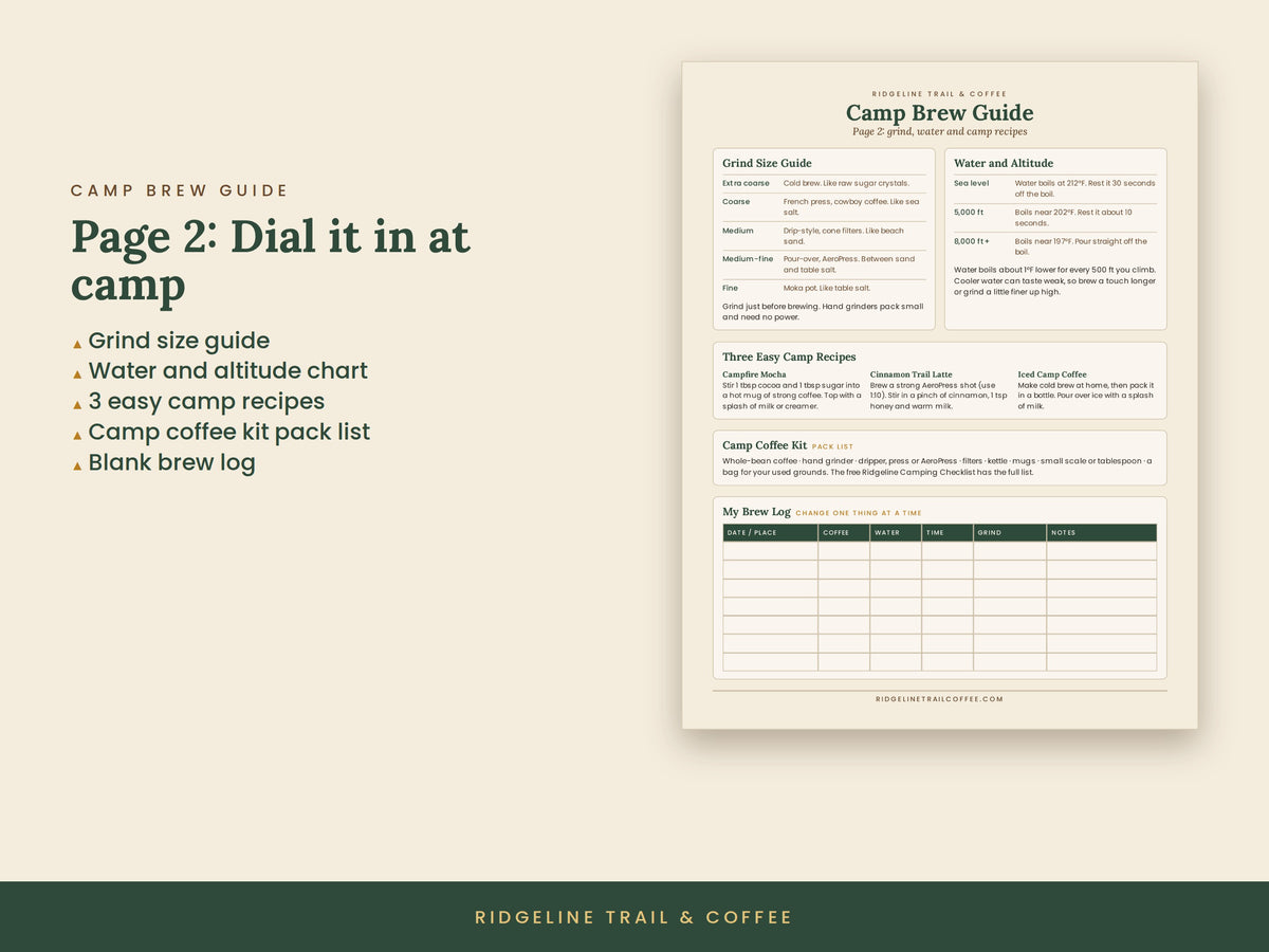 Camp Coffee Brew Guide | Printable PDF for Camping & Hiking