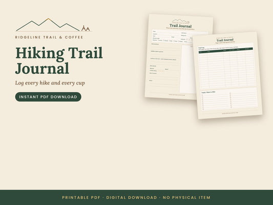 Hiking Trail Journal | Printable Trail Log with Coffee Notes
